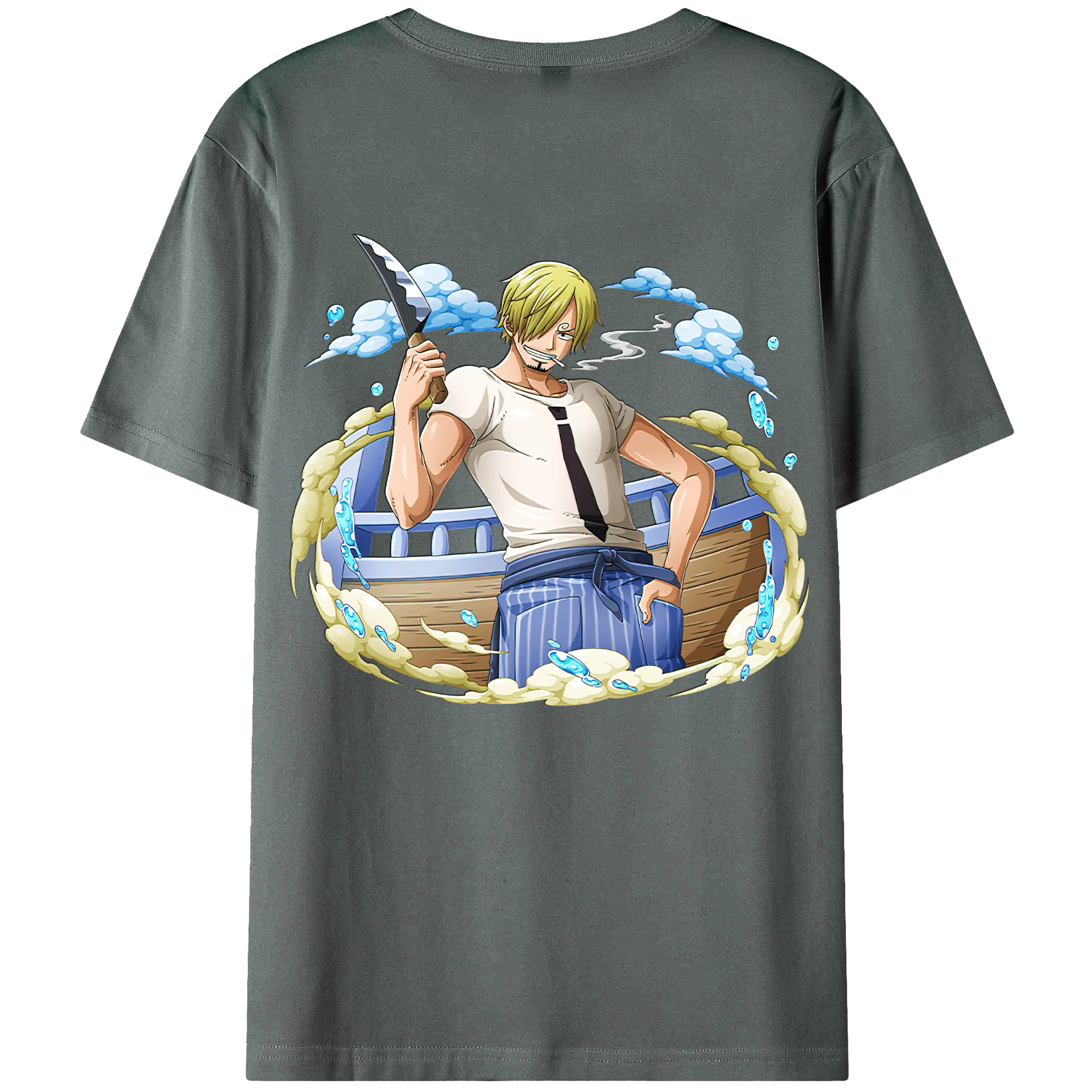 （画像用） ワンピース サンジ ONE PIECE Sanji 綿100％ メンズ半袖Tシャツ（バックプリント） 通気性